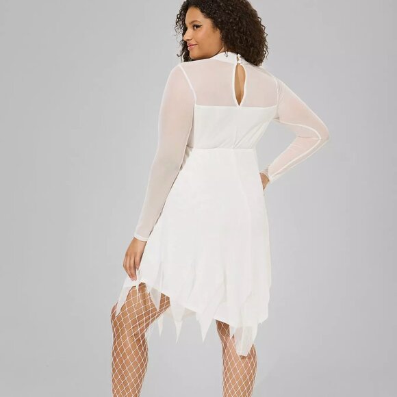 ❤️NWT VINTAGE TORRID ANGEL HALLOWEEN COSTUME MESH COSPLAY HANKY HEM DRESS PLUS - Picture 3 of 16